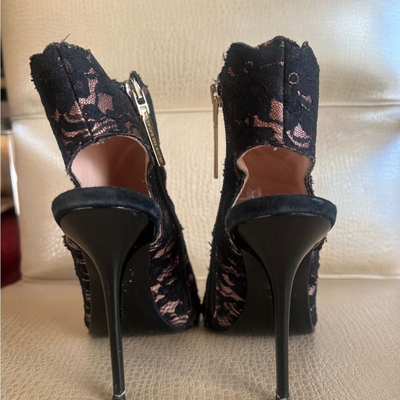 Made in Italy peep toe Lace black high stiletto heels size EU37 - Picture 7 of 12